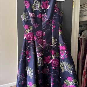 Tahari Navy and Pink Floral Dress